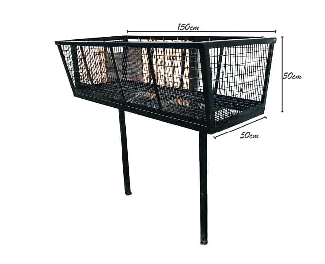Basurero de fierro exterior 150x50x50 resistente para bolsas de basura