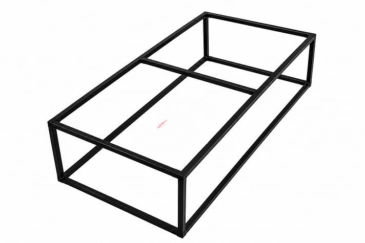Mesa de centro de fierro estilo industrial con estructura metálica